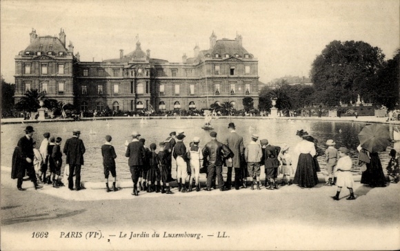 Ansichtkaart Parijs VI, Jardin du Luxembourg, Paleis, Grand Bassin