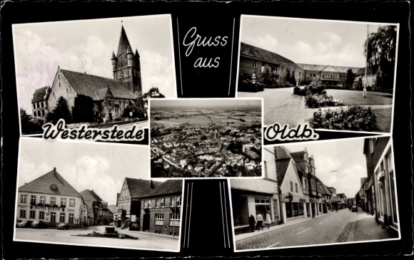 PC Westerstede in Oldenburg Ammerland, church, street scene