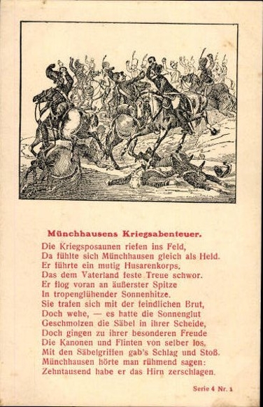 17 old artist poem PC Baron von Münchhausen, various motifs