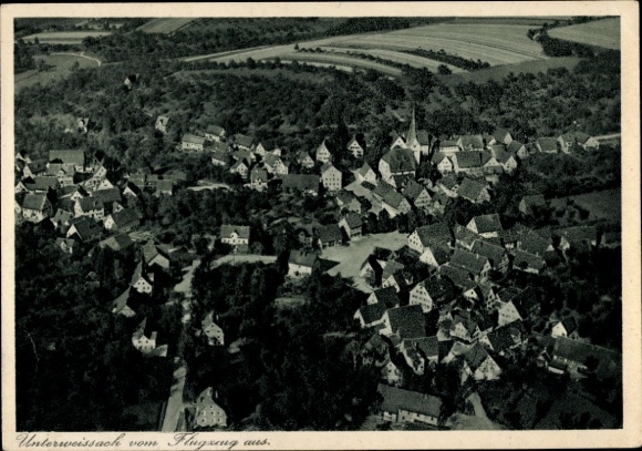 Postcard Unterweissach Weissach in Württemberg, aerial photo