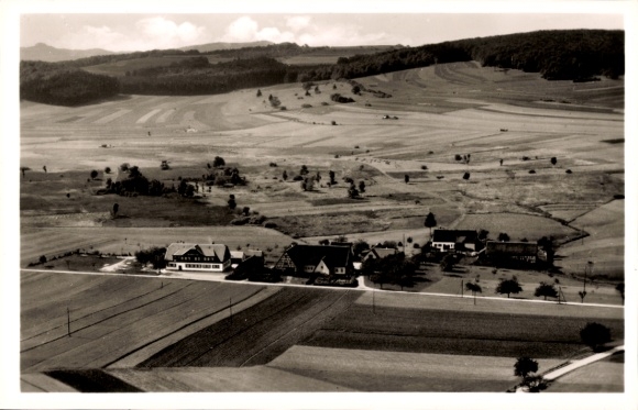 Postcard Weiler Torfgrube Schopfloch Lenningen in Württemberg, aerial photograph, Otto-Hoffmeister-Haus