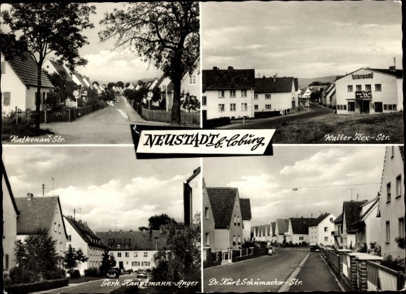 Ak Neustadt bei Coburg Oberfranken, Walter-Rex-Straße, Gerh. Hauptmann-Straße, Rathenaustraße