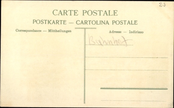 Postcard Bellinzona Canton Ticino, general view, train station, railway tracks
