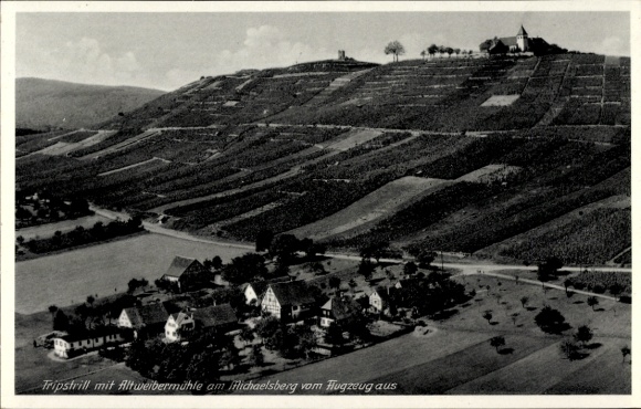 Postcard Treffentrill Cleebronn in Württemberg, Tripsdrill, aerial photograph
