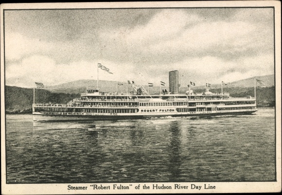 Postcard Steamer Robert Fulton, Hudson River Day Line