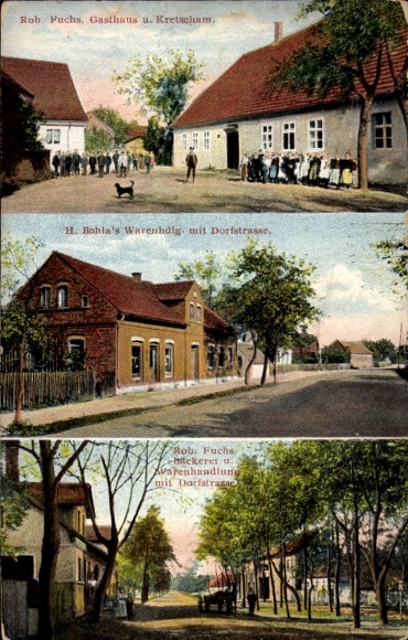 Postcard Schleife in Upper Lusatia, Rob. Fuchs. Inn, tavern, grocery store, bakery