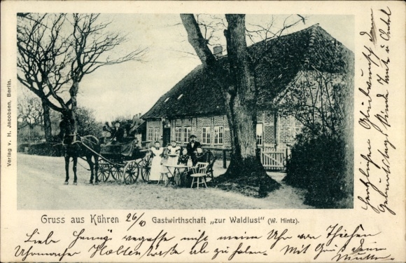 Postcard Kühren Schleswig Holstein, Gastwirtschaft zur Waldlust, owner W. Hintz