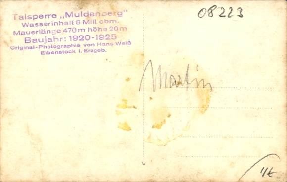 Postcard Muldenberg Grünbach in Vogtland, Muldenberg Dam