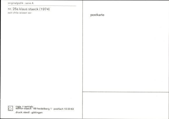 Artist Postcard Staeck, Klaus, Since Chile we know better what the CDU thinks of democracy, satire