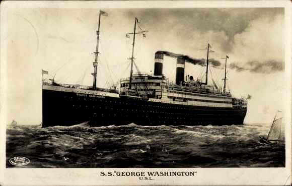 Ak Steamer SS George Washington, stoomschip, United States Lines, USL