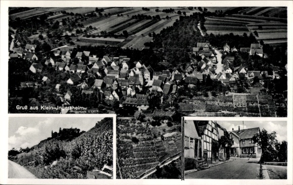 Postcard Kleiningersheim Ingersheim am Neckar, aerial photograph, street view