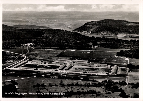Postcard Deggingen in Württemberg, aerial photo