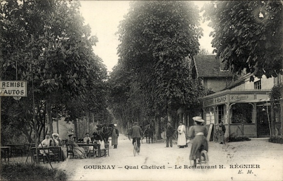 Postcard Gournay sur Marne Seine Saint Denis, Quai Chetivet Le Restaurant H. Regnier