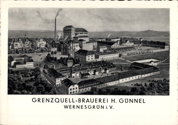 Postcard Wernesgrün Steinberg in the Vogtland, Grenzquell Brewery H. Günnel