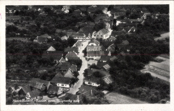 Postcard Hesselhurst Willstätt in Baden, aerial photograph