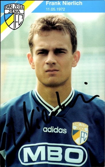 Handtekeningkaart voetballer Frank Nierlich, FC Carl Zeiss Jena, handtekening
