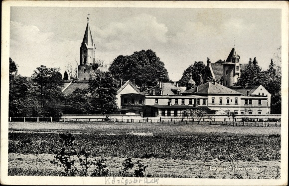 Postcard Schmorkau Neukirch Sachsen, view of the town, church, camp