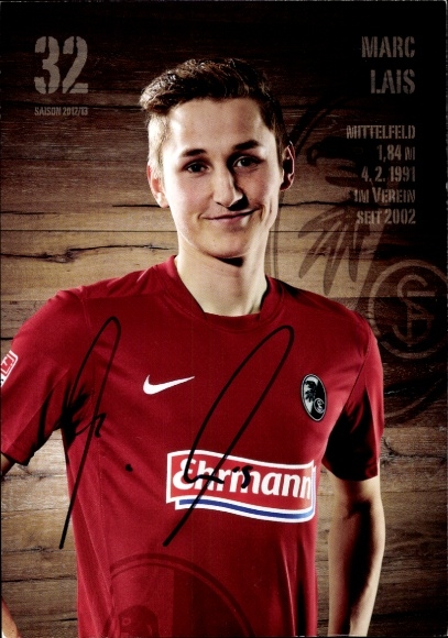 Autogrammkarte Fußballer Marc Lais, SC Freiburg, Autogramm