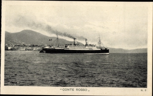 Postcard passenger steamer Conte Rosso, Lloyd Sabaudo