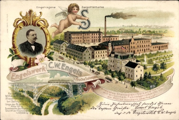 Litho Foche Solingen, Engelswerk, C. W. Engels, Kaiser Wilhelm Brücke, Müngstener Brücke