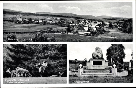 PC Tiefenbach Hunsrück, panorama, deer rut in the Soonwald, war memorial