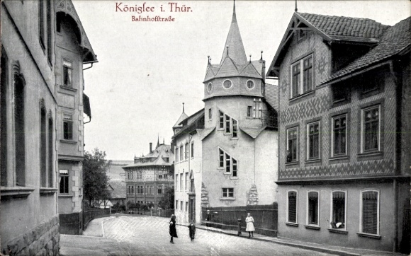 Postcard Königsee in Thuringia, Königsee i. Thür., Bahnhofstraße, building, city view