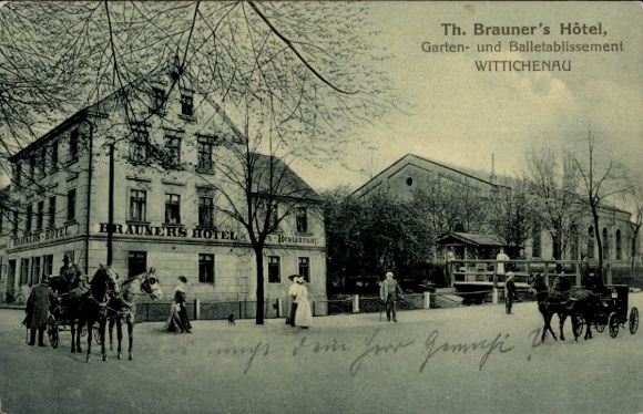 Ak Wittichenau in der Oberlausitz, Th. Brauners Hotel, Garten und Balletablissement