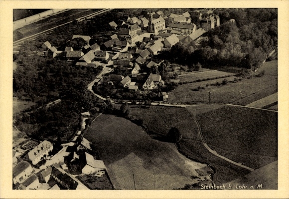 Postcard Steinbach Lohr am Main Lower Franconia, aerial photograph