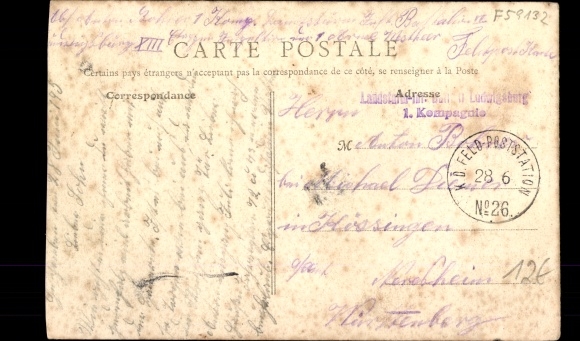 Postcard Trelon Nord, train station, carriage