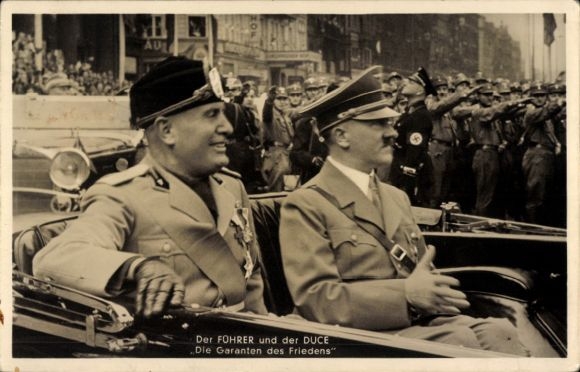Postcard Führer and Reich Chancellor Adolf Hitler, Benito Mussolini, The Guarantors of Peace, State Meeting