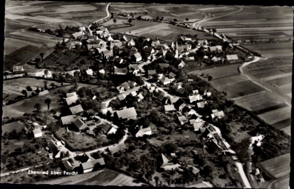 Ak Ebenried Allersberg in Mittelfranken, Luftaufnahme, ländliche Ansicht, Häuseranordnung, Felder