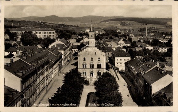 Postcard Markneukirchen in the Vogtland Saxony, view of the east of the village
