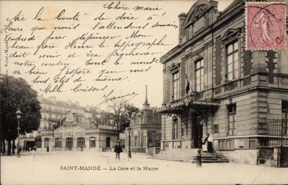 CPA Saint-Mandé Val de Marne, La Gare et la Mairie