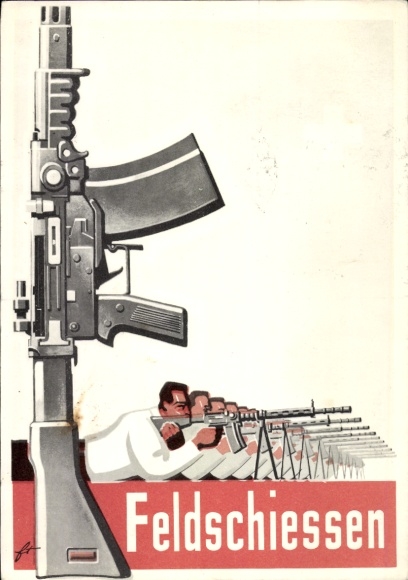 Artist Postcard Switzerland, Every Swiss at the Federal Field Shooting