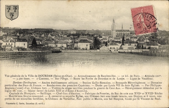 Ak Dourdan Essonne, Blick auf  Sainte-et-Oise,  Gebäude, Umgebungsbeschreibung