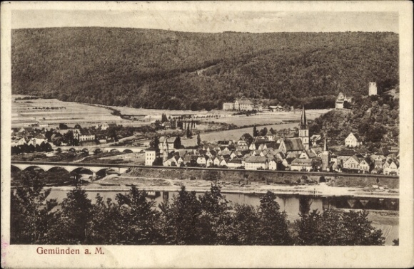 Postcard Gemünden am Main Lower Franconia, general view