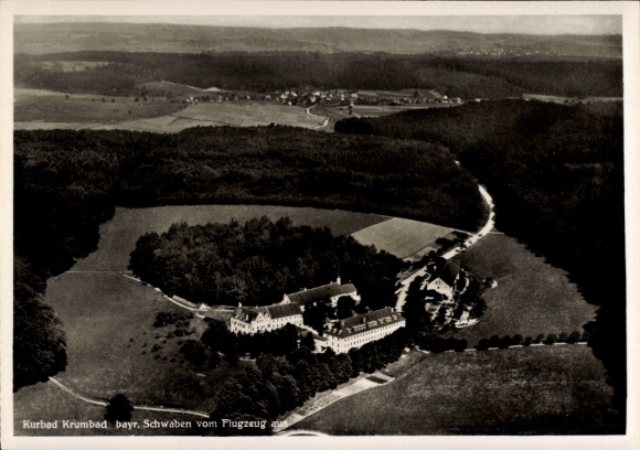 Postcard Krumbach in Swabia, aerial photograph of the spa and surroundings