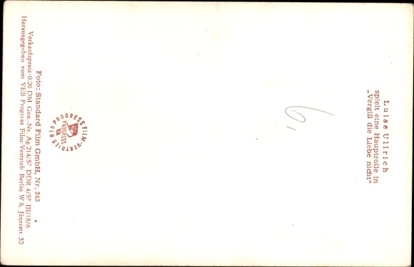 Postcard actress Luise Ullrich, don&#39;t forget love, portrait