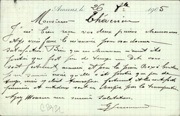 KP Montigny le Roi Haute-Marne, Amiens, GLENORMAND Chevenin, 27 października 1905