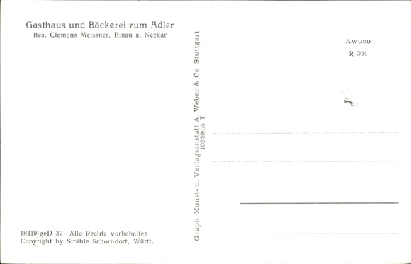 Postcard Binau am Neckar, aerial photograph