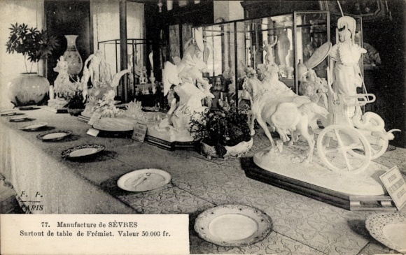 Postcard Sèvres Hauts de Seine, National Manufactory, especially tableware by Fremiet