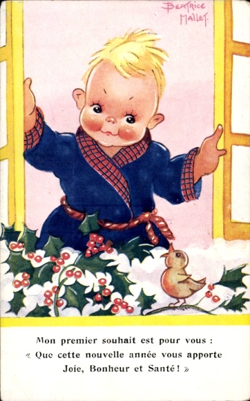 Postcard Niederlössnitz Niederlößnitz Radebeul Saxony, little boy looks out the window.