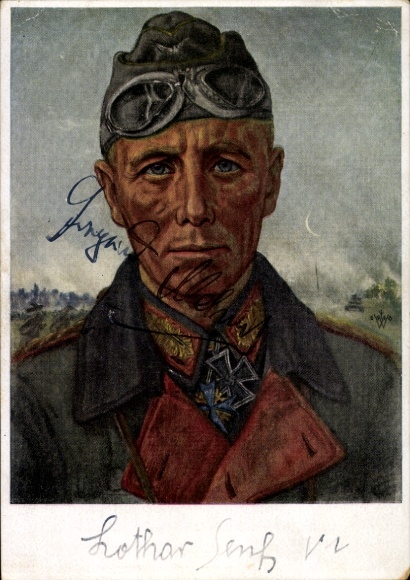 Artist Postcard Willrich, Wolfgang, Major General Rommel, Knight's Cross holder, Panzer Division, VDA