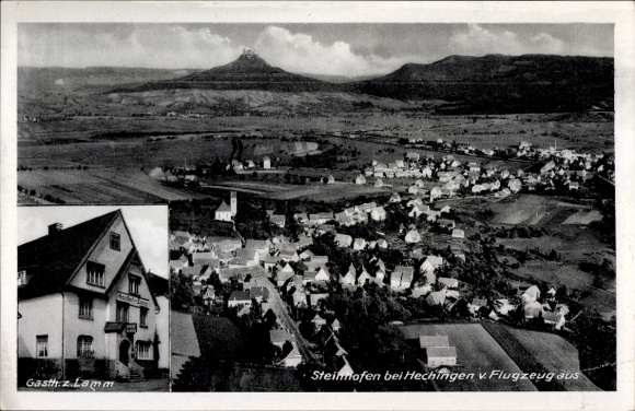 Ak Steinhofen Bisingen im Zollernalbkreis, Luftaufnahme von Steinhofen, Gasthaus zum Lamm, weite 