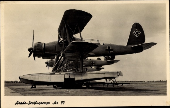 Postcard Arado Ar 95 multipurpose seaplanes, Luftwaffe