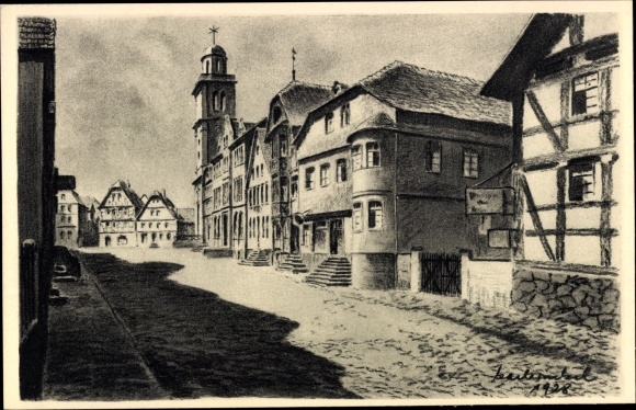 Artist PC Winkel, Karl, Lauterbach on the Lauter Hessen, market square