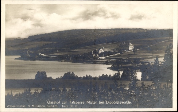 Postcard Malter Dippoldiswalde, dam Malter, inn to the dam