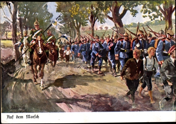 Artist PC Döbrich Steglitz, On the march, German soldiers