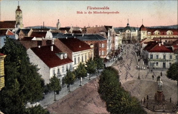 Postcard Fürstenwalde on the Spree, view of Müncheberger Strasse