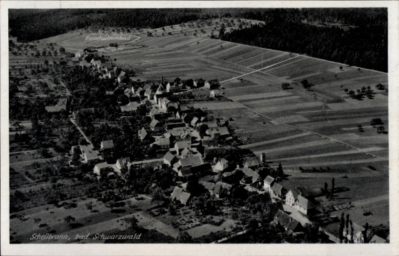 Postcard Schellbronn Neuhausen in the Enzkreis Black Forest, aerial view of the outdoor swimming pool, Black Forest